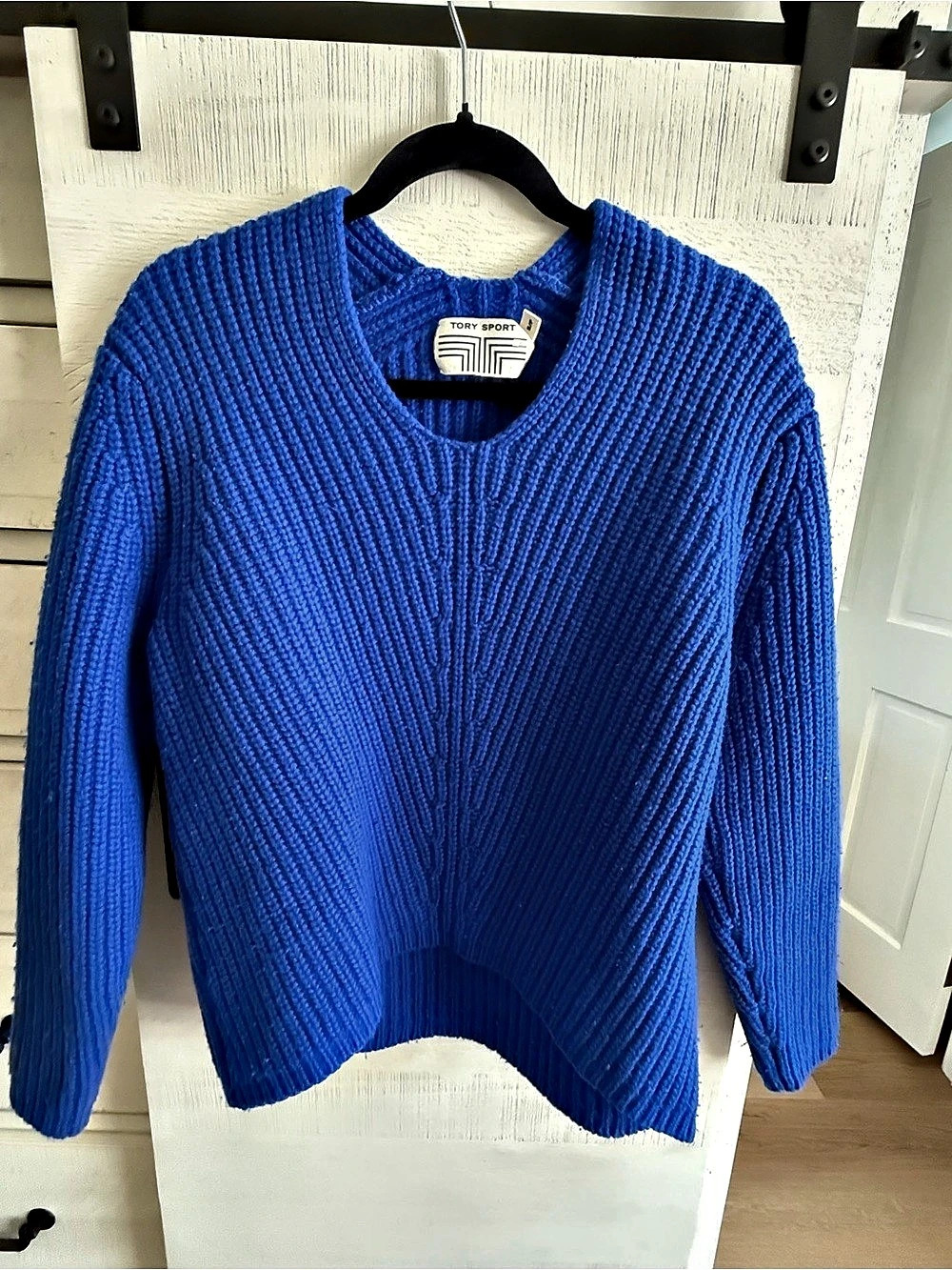 Tory Sport Blue Ribbed Sweater Size Small